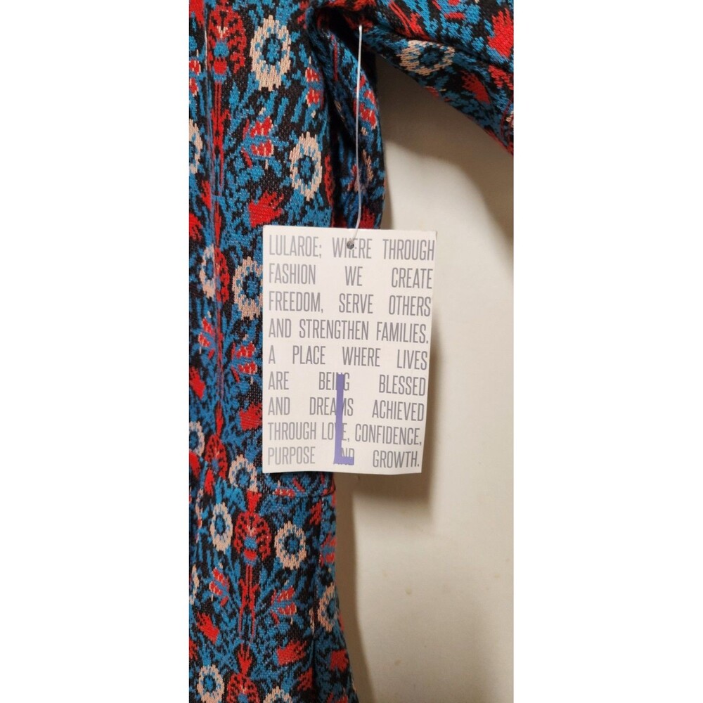 LuLaRoe Amelia Dress Blue Multicolor Large with Pockets - Picture 7 of 8